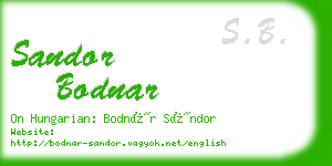 sandor bodnar business card